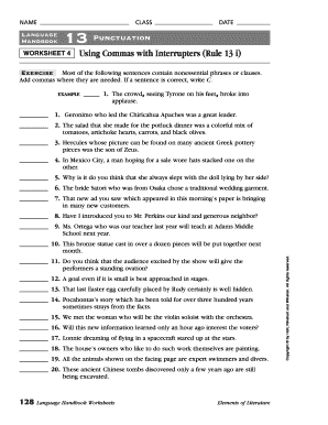 Language Handbook Worksheets Answer Key PDF  Form