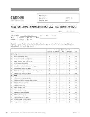 Weiss Functional Impairment Rating Scale  Form