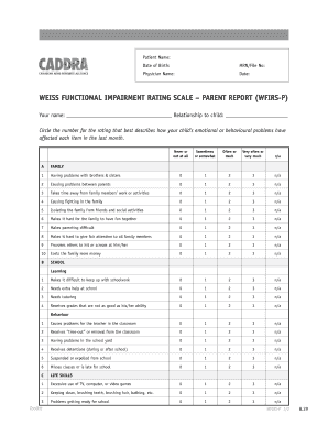 Weiss Functional Impairment Rating ScaleParent Report  Form