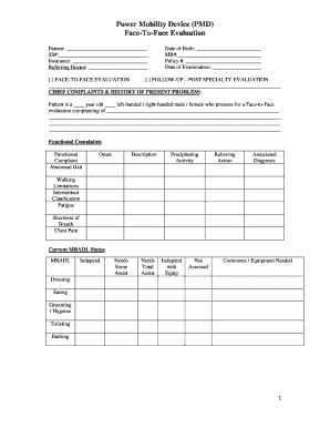 Power Mobility Device Evaluation Form