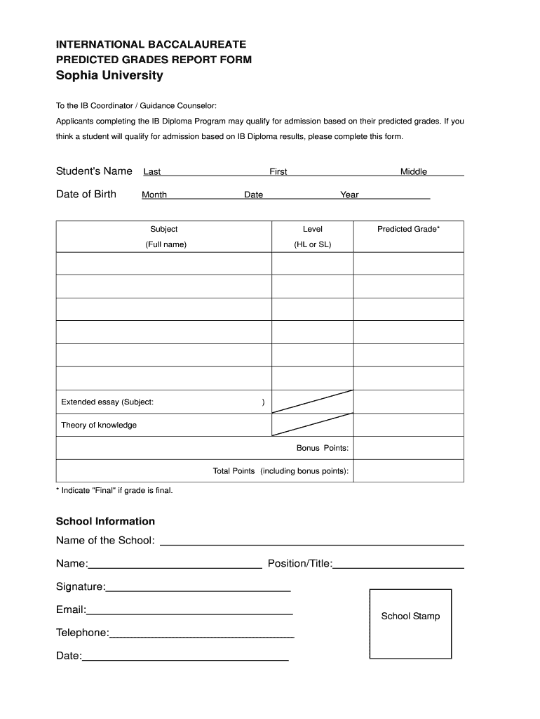  Predicted Score Letter Format 2012