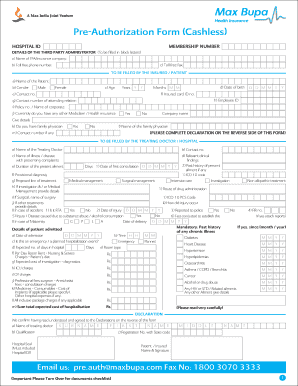 Max Bupa Preauth Form