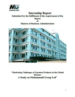 Internship Report on Garment Industry PDF  Form