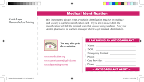 Printable Anticoagulant Alert Card  Form