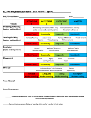 Rubrics for Sports  Form