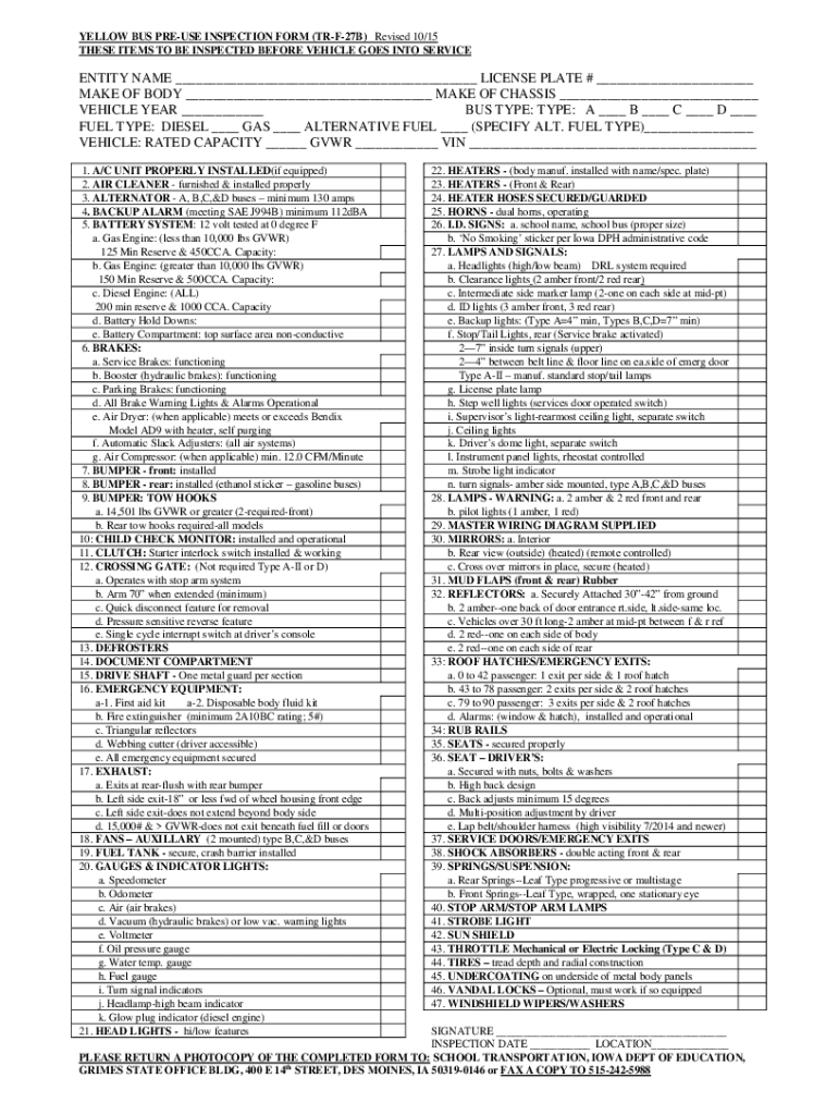 ncdot pre trip inspection checklist