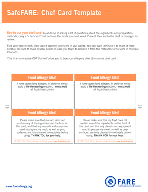 Printable Allergy Card Template  Form