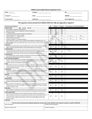 Chassis Inspection Checklist  Form