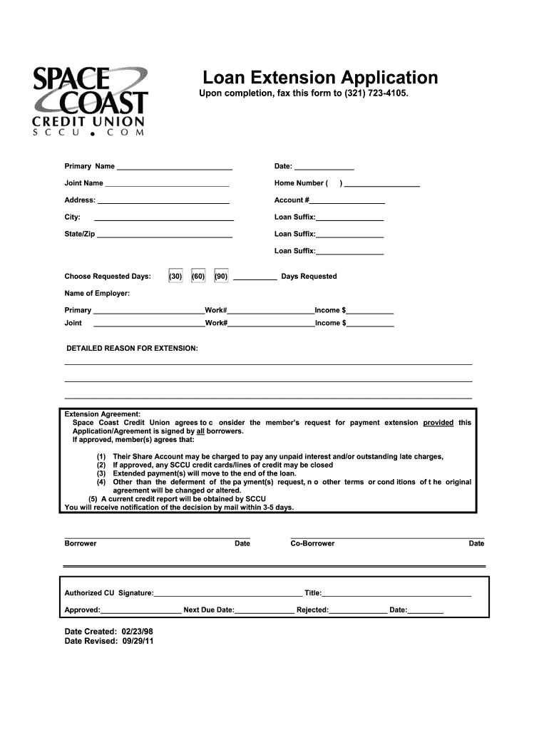  Loan Extension Form 2011-2024