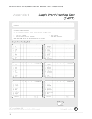 Swrt Reading Test PDF  Form