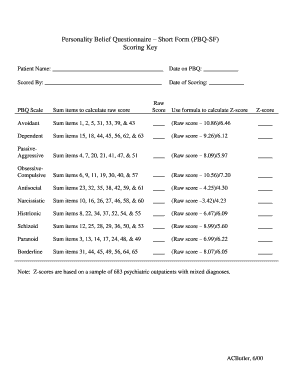 Personality Belief Questionnaire Online  Form