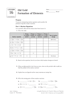 Old Gold Formation of Elements Answer Key