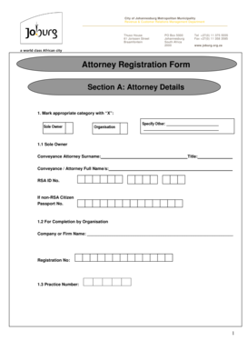 City of Joburg E Services Form