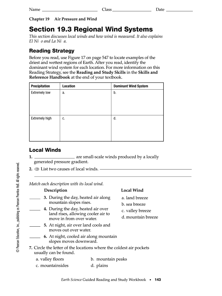 Chapter 19 Air Pressure and Wind Wordwise  Form