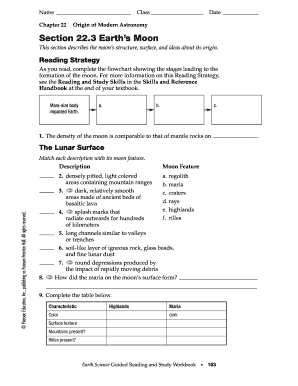Section 22 3 Earth&#039;s Moon Answer Key  Form
