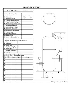 Pressure Vessel Data Sheet  Form