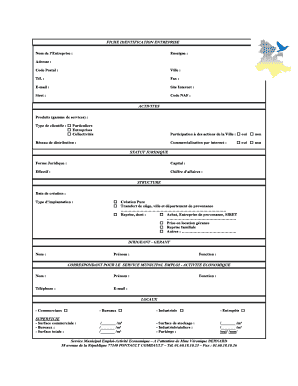 Fiche Identification Entreprise  Form