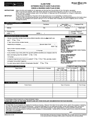 CLAIM FORM EXTENDED HEALTH CARE PLAN 51391 VISION