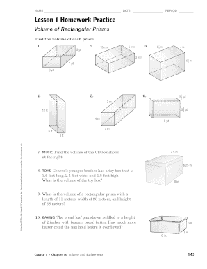 Lesson 1 Homework Practice Volume of Rectangular Prisms Answer Key  Form