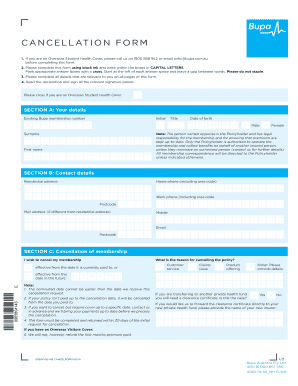 Get and Sign Bupa Cancellation Form