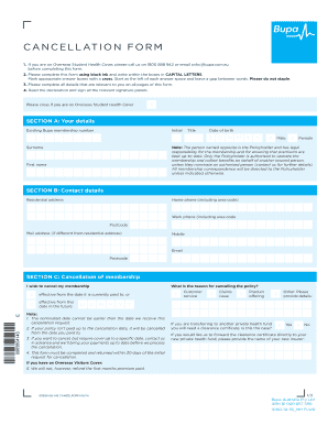 Bupa Cancellation Form