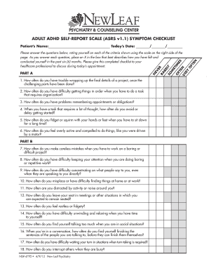 Adhd Checklist PDF  Form