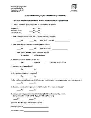 Medicare Questionnaire  Form