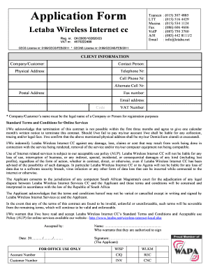 Letaba Wireless  Form