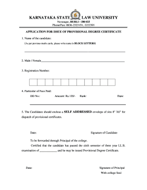 Kslu Degree Certificate  Form