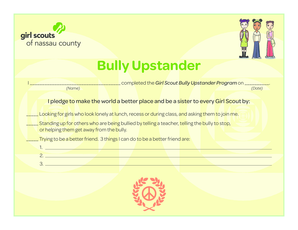 Bully Upstander Certificate BlankDate GSNC Gsnc Form