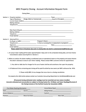 Mdc Property Closing Form