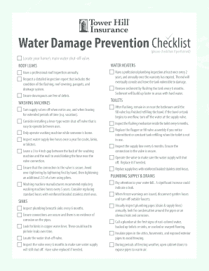 Water Damage Prevention Plan Template  Form