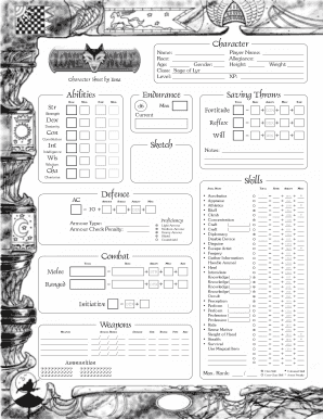 Lone Wolf Character Sheet PDF  Form