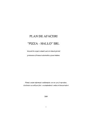 Plan De Afaceri Pizzerie  Form