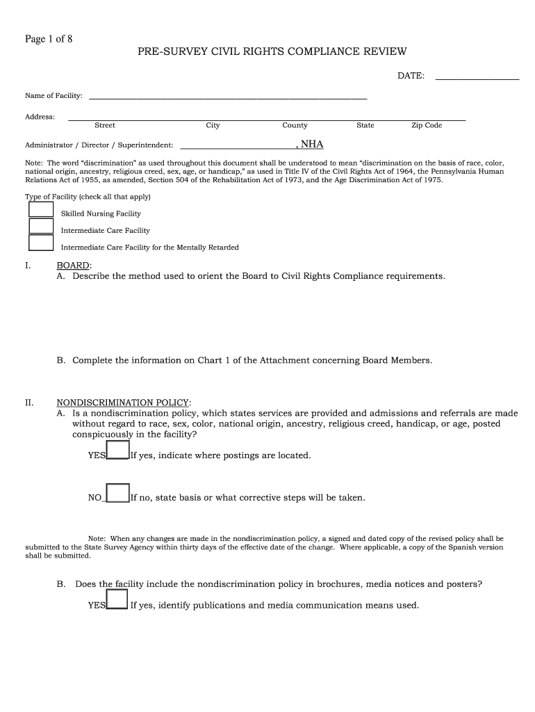 Pre Survey Vilil Rights Compliance Review  Form