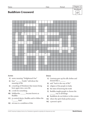 Blank Buddhism Crossword  Form