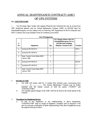 Annual Maintenance Contract Format Excel