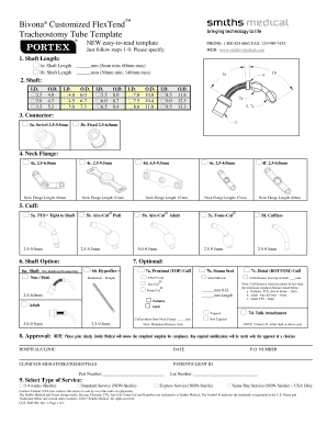 Fixed Smith Medical Custom Printable Trach Template  Form