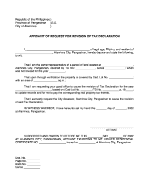 Affidavit of Declaration  Form