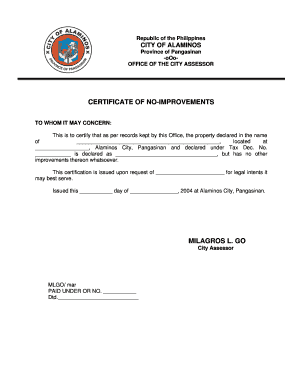 Affidavit of No Improvement  Form