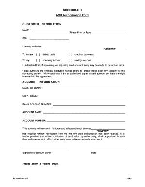SCHEDULE H ACH Authorization Form Bhindutemplescorgb