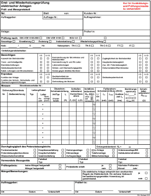 Messprotokoll Vorlage  Form