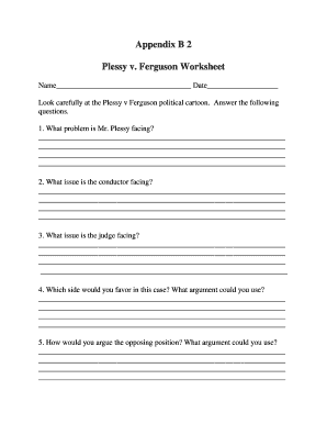 Plessy Vs Ferguson Worksheet  Form