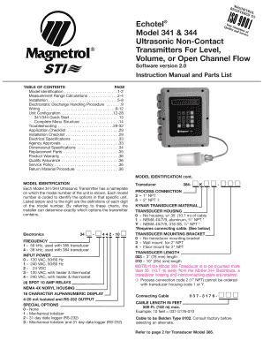 Echotel Model 341 344 Ultrasonic Non Contact  Form