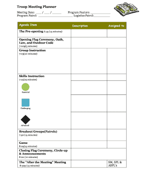 Troop Meeting Plan PDF  Form