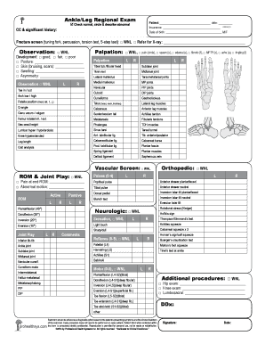 Ankle Foot Exam Form ProHealth