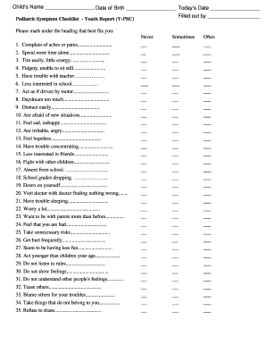Pediatric Symptom Checklist Italiano  Form