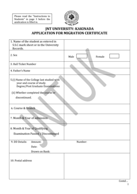 Jntuk Migration Certificate Application Form PDF