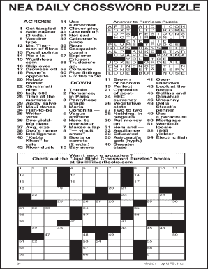 Nea Crossword Puzzle  Form