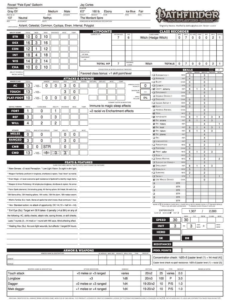 Neceros Pathfinder Character Sheet: Complete with ease | airSlate SignNow